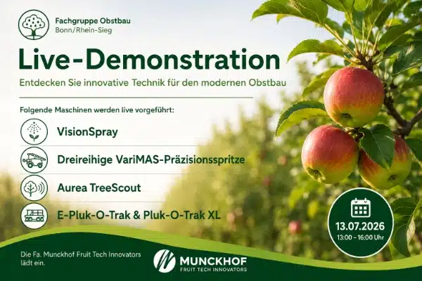 Live Demonstration von neuer Obstbautechnik